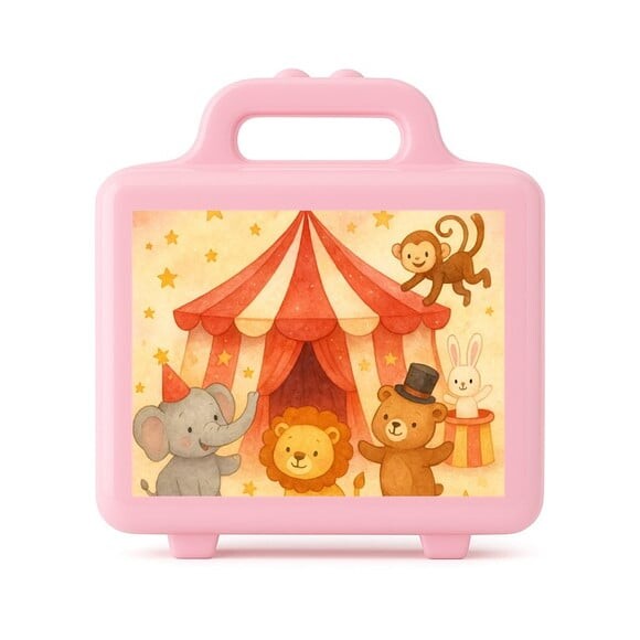 Maleta Plástica Personalizada 12x10cm Circo Aquarela