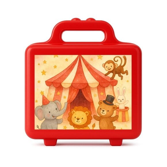 Maleta Plástica Personalizada 12x10cm Circo Aquarela