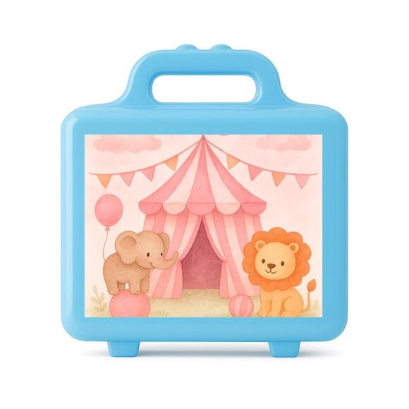 Maleta Plástica Personalizada 12x10cm Circo Rosa Aquarela