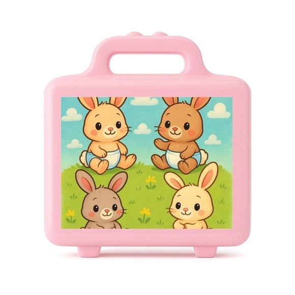 Maleta Plástica Personalizada 12x10cm Coelhinhos Baby