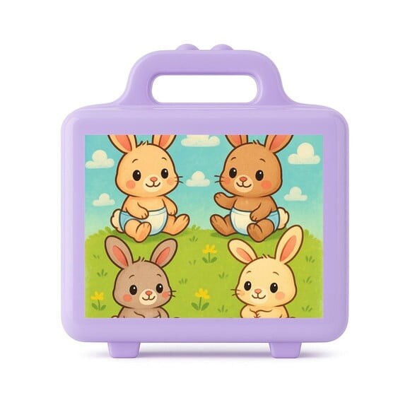 Maleta Plástica Personalizada 12x10cm Coelhinhos Baby