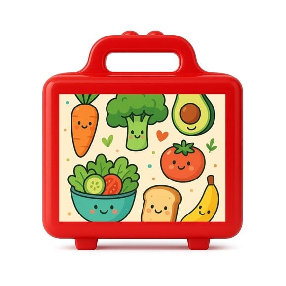 Maleta Plástica Personalizada 12x10cm Comidinhas Saudáveis