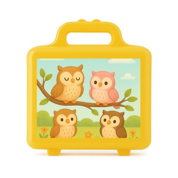 Maleta Plástica Personalizada 12x10cm Corujinhas