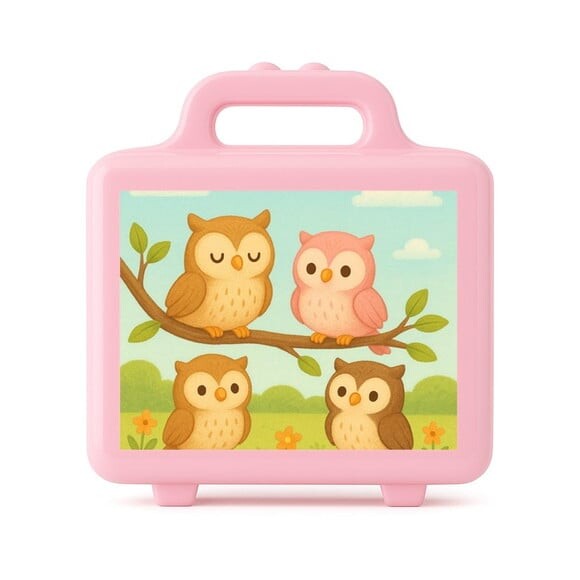 Maleta Plástica Personalizada 12x10cm Corujinhas