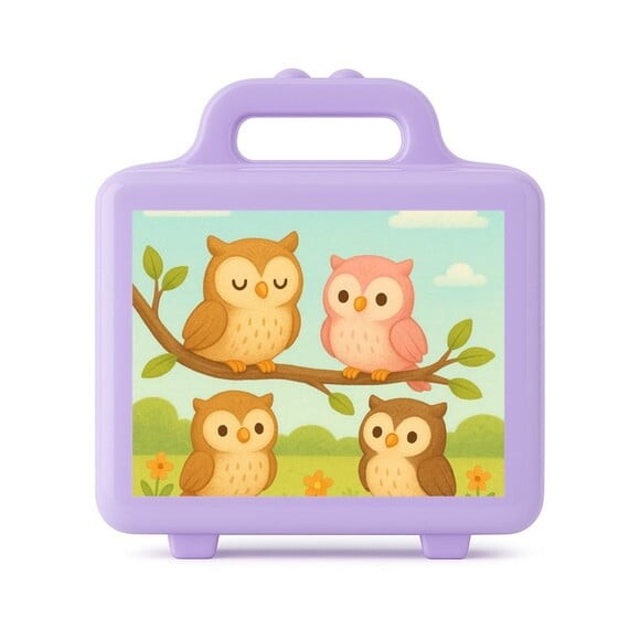 Maleta Plástica Personalizada 12x10cm Corujinhas
