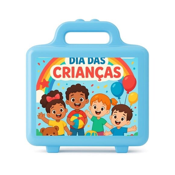 Maleta Plástica Personalizada 12x10cm Dia das Crianças