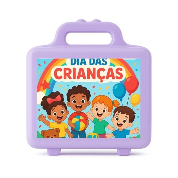 Maleta Plástica Personalizada 12x10cm Dia das Crianças
