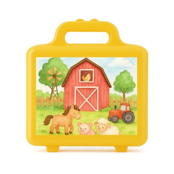 Maleta Plástica Personalizada 12x10cm Fazendinha Aquarela