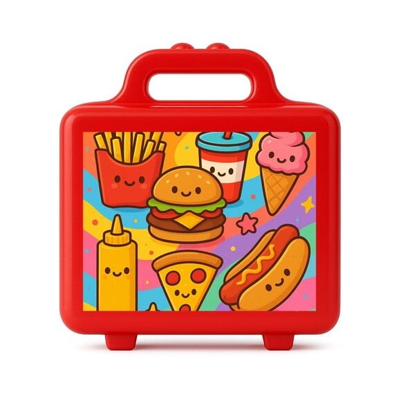Maleta Plástica Personalizada 12x10cm Fast Food