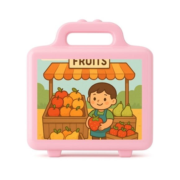 Maleta Plástica Personalizada 12x10cm Feira de Frutas