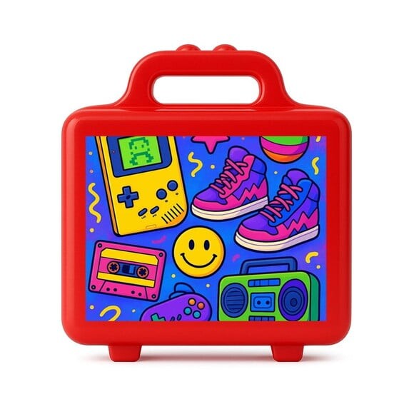 Maleta Plástica Personalizada 12x10cm Festa Anos 90