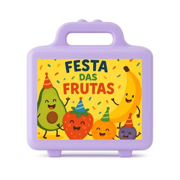 Maleta Plástica Personalizada 12x10cm Festa das Frutas