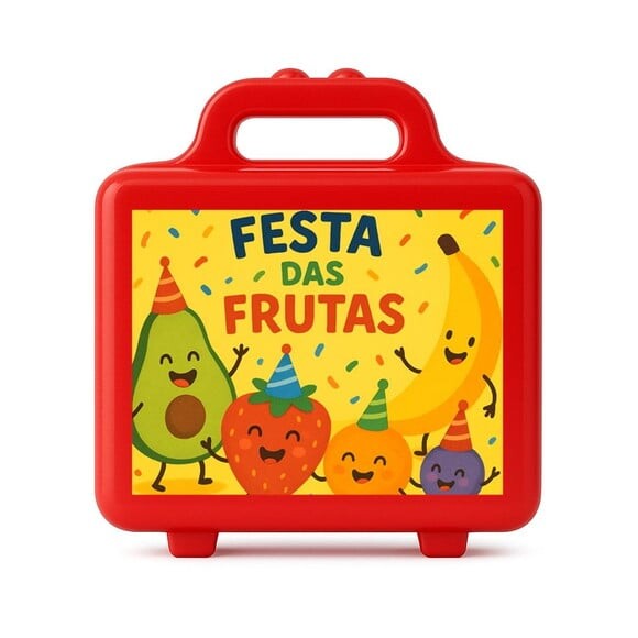 Maleta Plástica Personalizada 12x10cm Festa das Frutas
