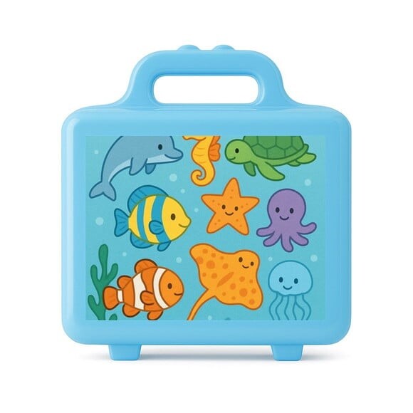 Maleta Plástica Personalizada 12x10cm Fundo do Mar