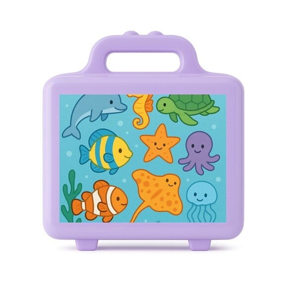 Maleta Plástica Personalizada 12x10cm Fundo do Mar