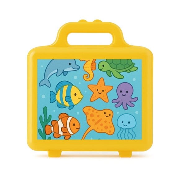 Maleta Plástica Personalizada 12x10cm Fundo do Mar