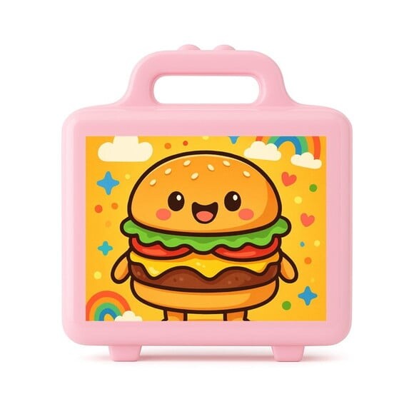 Maleta Plástica Personalizada 12x10cm Hambúrguer Divertido