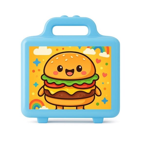 Maleta Plástica Personalizada 12x10cm Hambúrguer Divertido