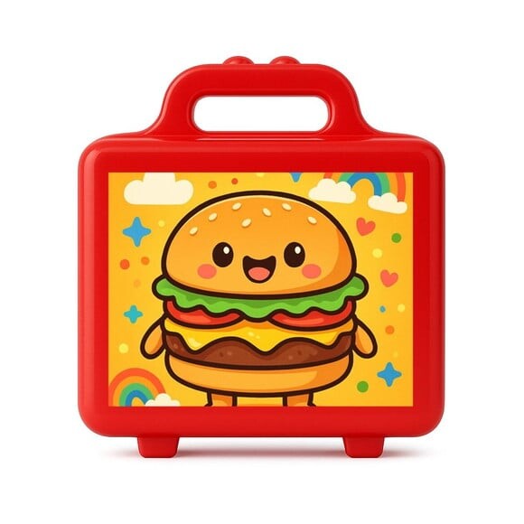 Maleta Plástica Personalizada 12x10cm Hambúrguer Divertido