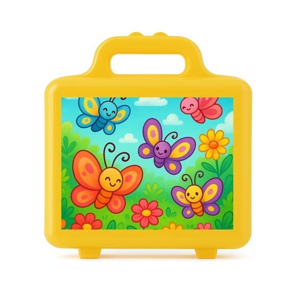 Maleta Plástica Personalizada 12x10cm Jardim das Borboletas