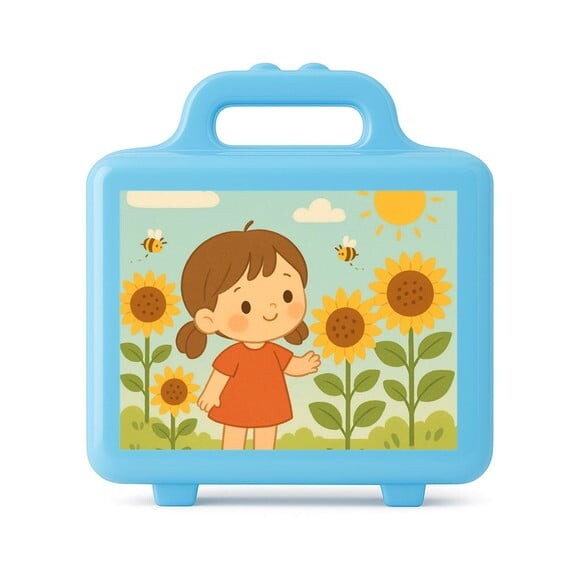 Maleta Plástica Personalizada 12x10cm Jardim dos Girassóis