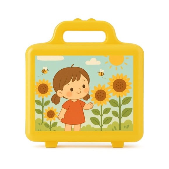 Maleta Plástica Personalizada 12x10cm Jardim dos Girassóis
