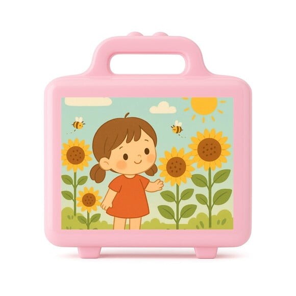 Maleta Plástica Personalizada 12x10cm Jardim dos Girassóis