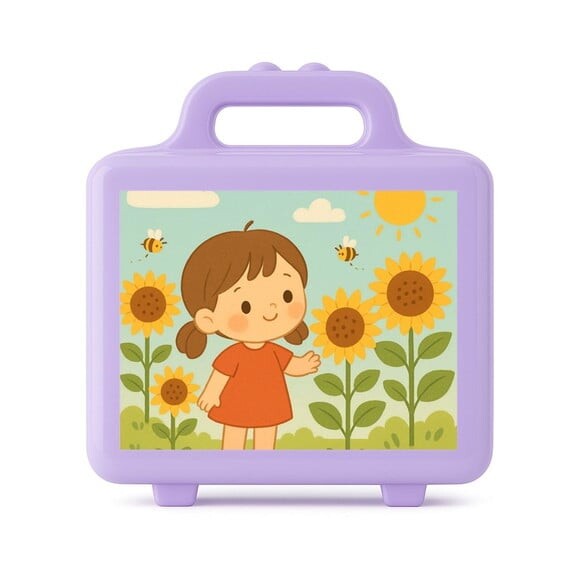 Maleta Plástica Personalizada 12x10cm Jardim dos Girassóis