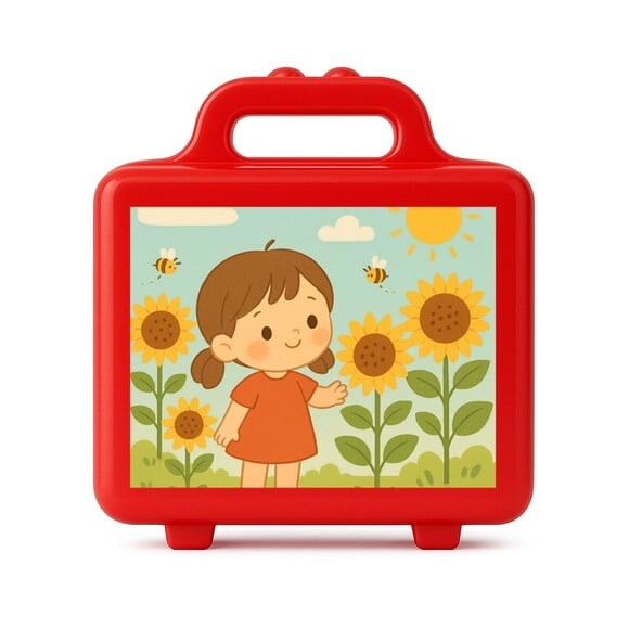 Maleta Plástica Personalizada 12x10cm Jardim dos Girassóis