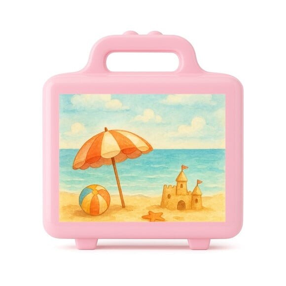 Maleta Plástica Personalizada 12x10cm Mar e Praia Aquarela