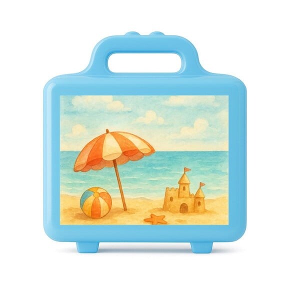 Maleta Plástica Personalizada 12x10cm Mar e Praia Aquarela