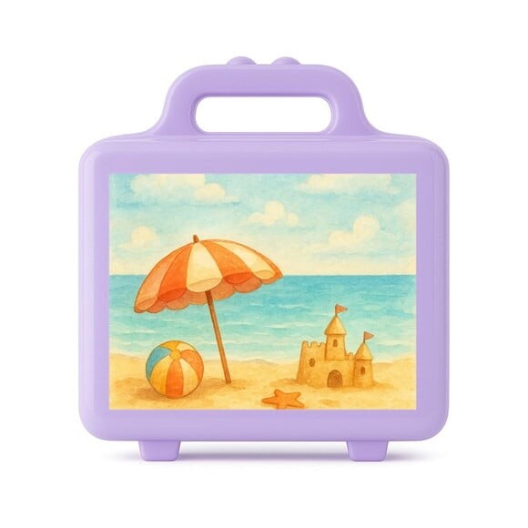 Maleta Plástica Personalizada 12x10cm Mar e Praia Aquarela