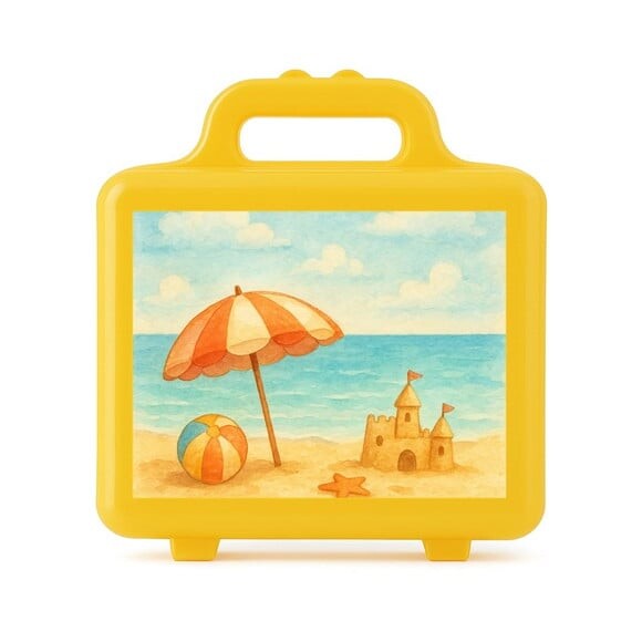 Maleta Plástica Personalizada 12x10cm Mar e Praia Aquarela