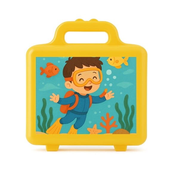 Maleta Plástica Personalizada 12x10cm Menino Mergulhador