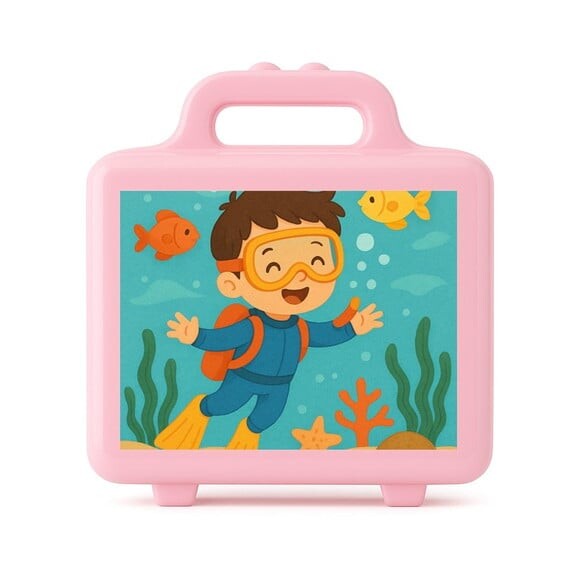 Maleta Plástica Personalizada 12x10cm Menino Mergulhador