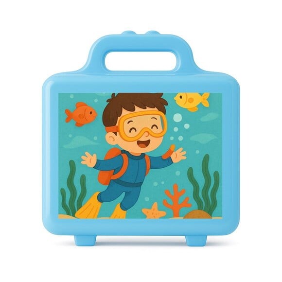 Maleta Plástica Personalizada 12x10cm Menino Mergulhador