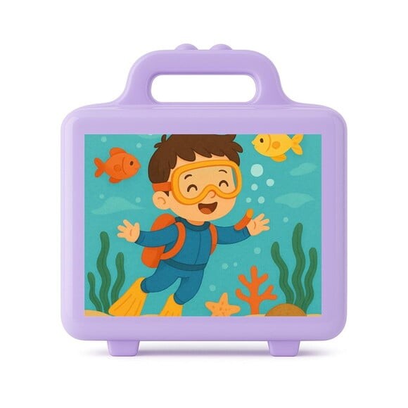 Maleta Plástica Personalizada 12x10cm Menino Mergulhador
