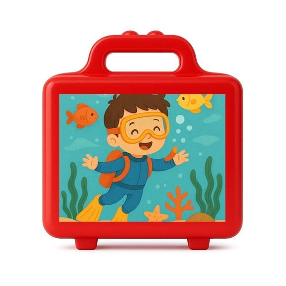 Maleta Plástica Personalizada 12x10cm Menino Mergulhador
