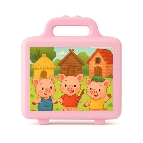 Maleta Plástica Personalizada 12x10cm os Três Porquinhos