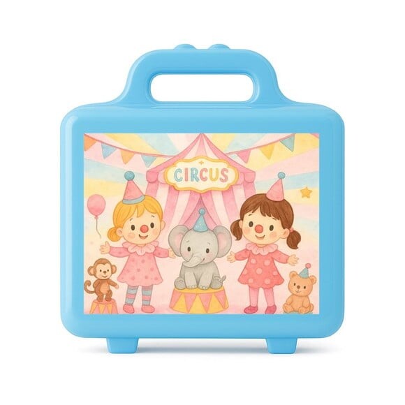 Maleta Plástica Personalizada 12x10cm Palhacinhas Aquarela