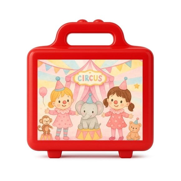 Maleta Plástica Personalizada 12x10cm Palhacinhas Aquarela