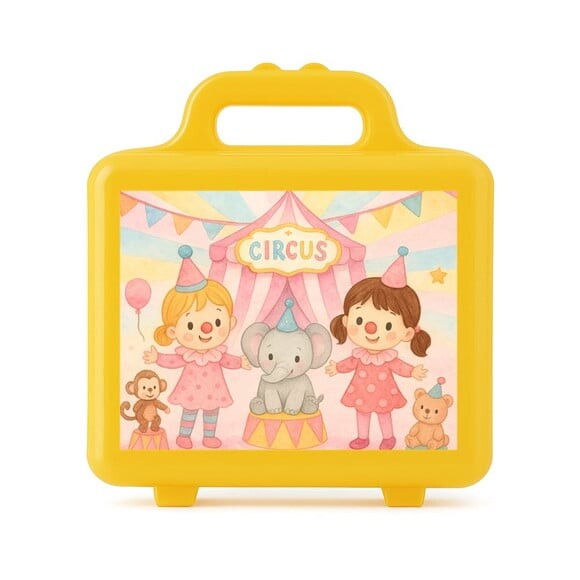 Maleta Plástica Personalizada 12x10cm Palhacinhas Aquarela