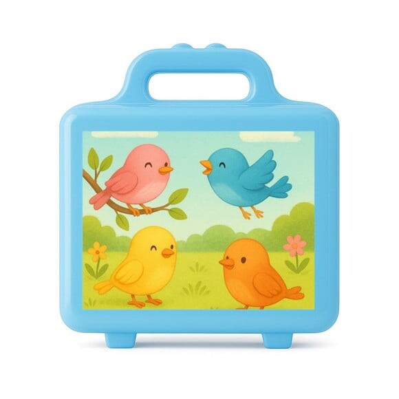 Maleta Plástica Personalizada 12x10cm Passarinhos