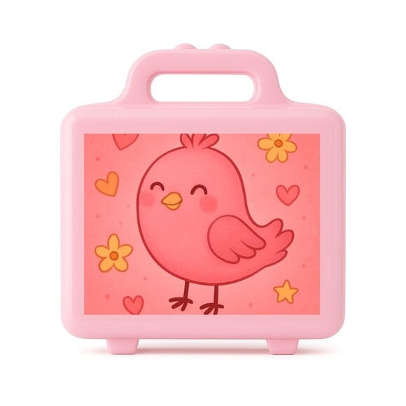 Maleta Plástica Personalizada 12x10cm Passarinho Rosa
