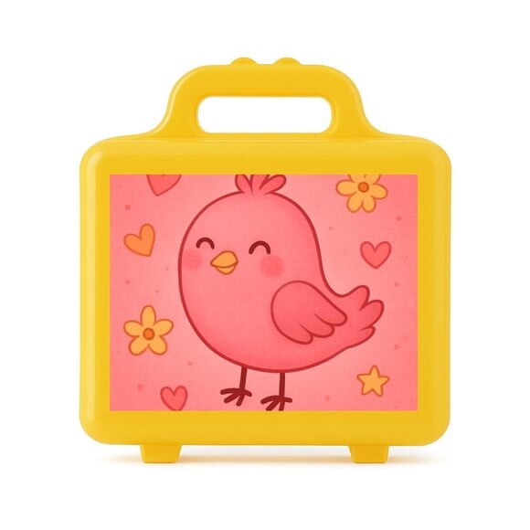 Maleta Plástica Personalizada 12x10cm Passarinho Rosa