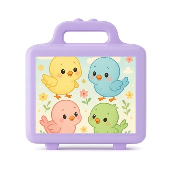 Maleta Plástica Personalizada 12x10cm Passarinhos Baby