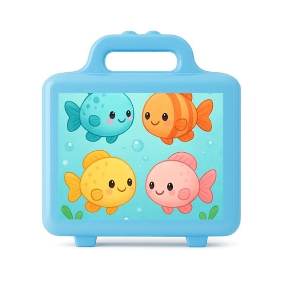 Maleta Plástica Personalizada 12x10cm Peixinhos Baby
