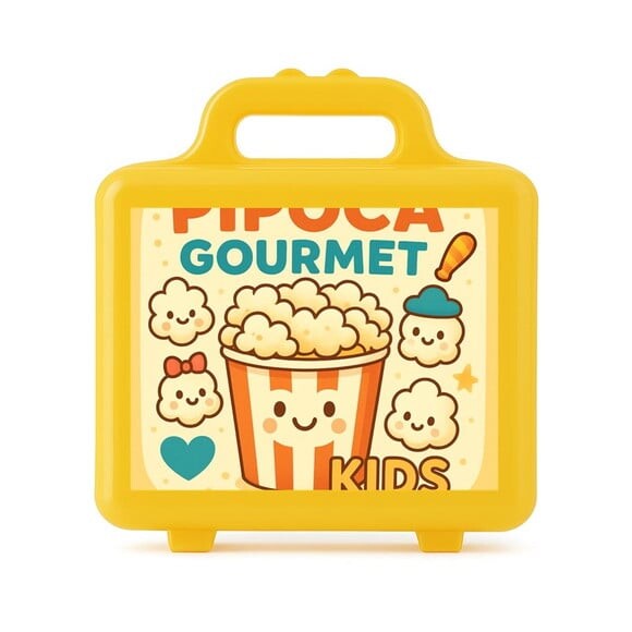 Maleta Plástica Personalizada 12x10cm Pipoca Gourmet Kids