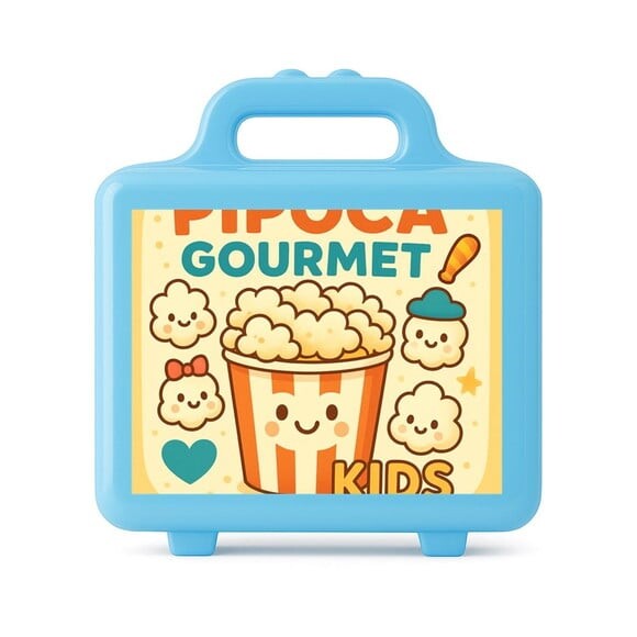 Maleta Plástica Personalizada 12x10cm Pipoca Gourmet Kids