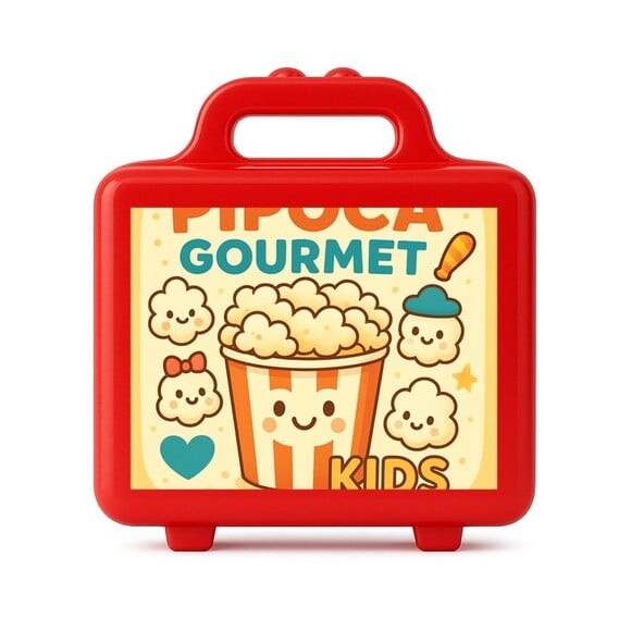 Maleta Plástica Personalizada 12x10cm Pipoca Gourmet Kids